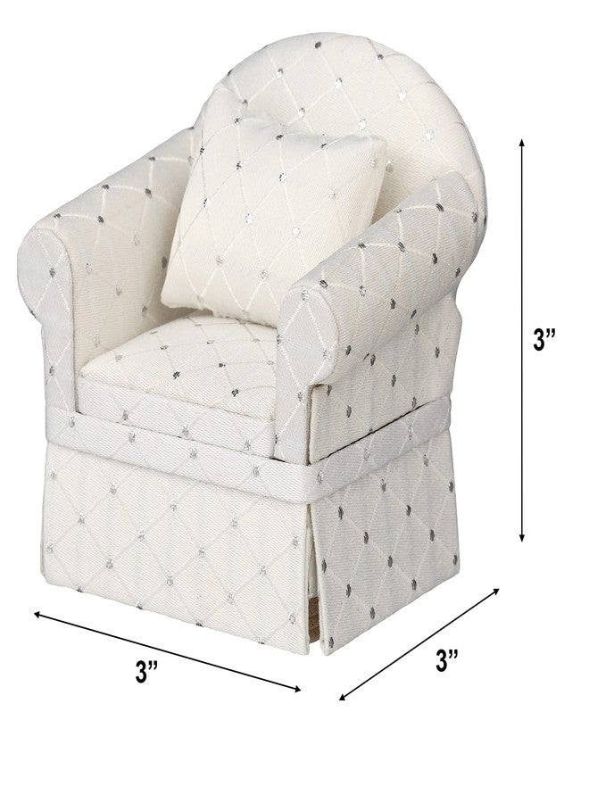 Inusitus Dollhouse Sofa Armchair Upholstered, Miniature Living Room Furniture Chair, Fabric, Accessories for 6 inch Dolls, 1/12 Scale - Image 4